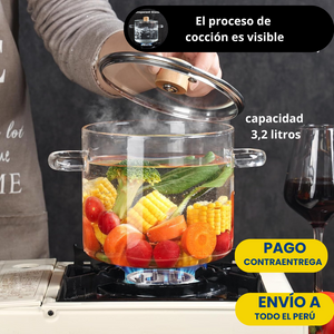 💥¡¡ELEGANTE  OLLA  DE VIDRIO  BOROSILICATO LIBRE DE PLOMO, PREPARA TUS ALIMENTOS MAS SALUDABLE !💥