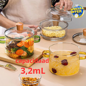 💥¡¡ELEGANTE  OLLA  DE VIDRIO  BOROSILICATO LIBRE DE PLOMO, PREPARA TUS ALIMENTOS MAS SALUDABLE !💥